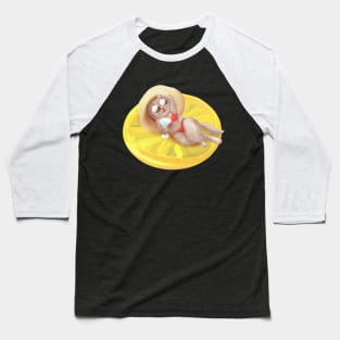 Cat Floating On Lemon Pool Float Baseball T-Shirt